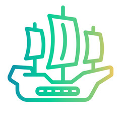ship Line Gradient Icon
