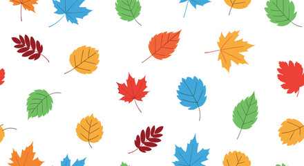 Fototapeta premium A vibrant collection of autumnal leaves in various colors and shapes