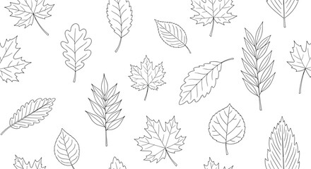 Delicate hand drawn autumn leaves pattern for your creative projects