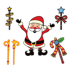 Festive Holiday Cheer Santa with Magical Christmas Wands for a Joyful Holiday Celebration and Whimsical Season Decorations