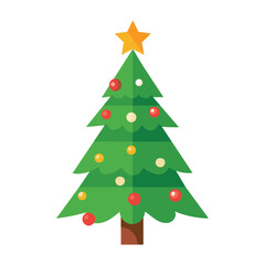 Festive Christmas Tree Celebration A Symbol of Holiday Joy with Star and Colorful Ornaments Shining Brightly