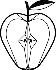 Geometric Apple Slice Line Art &ndash; Minimal Abstract Apple Core Illustration