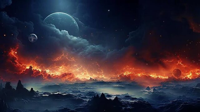 Galaxy Version of fairy fire world ,ai generative