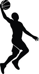 Silhouette basketball player dunking ball action shot vector Illustrator