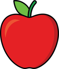 Red Apple Cartoon Clipart | Simple Fruit Illustration PNG