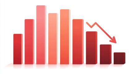 Bar graph showing declining trend