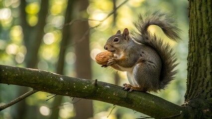 A small fluffy rabbit hops through a green meadow dotted with wildflowers