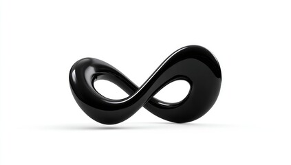 Glossy black infinity symbol, smooth curves, 3D render