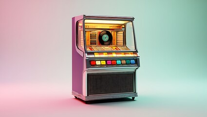 Vintage Jukebox with Colorful Buttons and Record Display Nostalgic Music Machine Retro Design