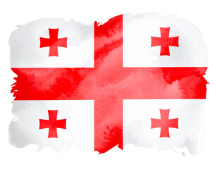 Georgia Flag in Watercolor Brush Stroke Style, Artistic Abstract Look, Isolated.