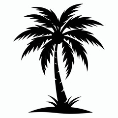 Fototapeta premium Minimal Palm Tree Black Vector 