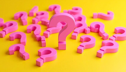 Pink question marks on yellow (1)