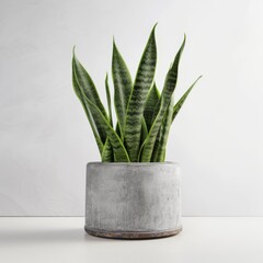 Modern Snake Plant in Clean White Pot for Interior Design
