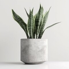 Modern Snake Plant in Clean White Pot for Interior Design