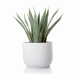 Modern Snake Plant in Clean White Pot for Interior Design