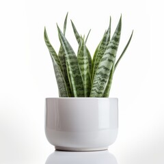 Modern Snake Plant in Clean White Pot for Interior Design