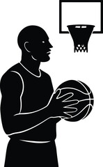 Fototapeta premium Silhouette basketball player preparing to shoot vector Illustrator