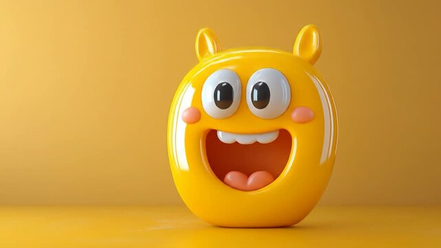 Animated happy yellow emoji character