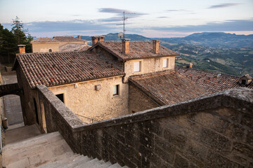 Scenic View of San Marino – Historic Architecture and Mountain Landscape. One of the smallest...