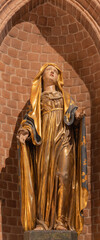 PIACENZA, ITALY - MAY 20, 2025: The baroque polychrome statue of  saint woman in the church...