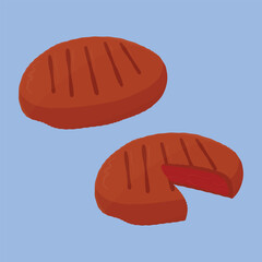 Grilled Beef Patties Illustration Vector. grilled beef vector icon. beef hamburger patties