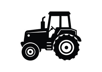 Obraz premium Tractor silhouette black vector white background