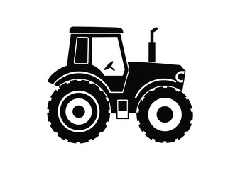 Obraz premium Tractor silhouette black vector white background