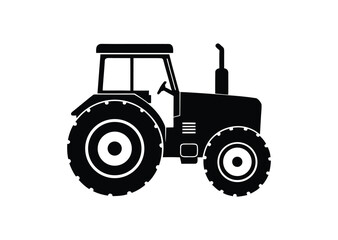 Obraz premium Tractor silhouette black vector white background