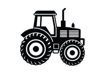 Obraz premium Tractor silhouette black vector white background