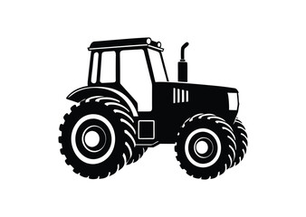 Fototapeta premium Tractor silhouette black vector white background
