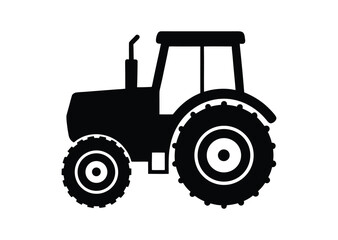 Obraz premium Tractor silhouette black vector white background