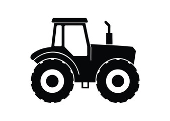 Obraz premium Tractor silhouette black vector white background
