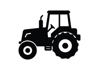 Tractor silhouette black vector white background