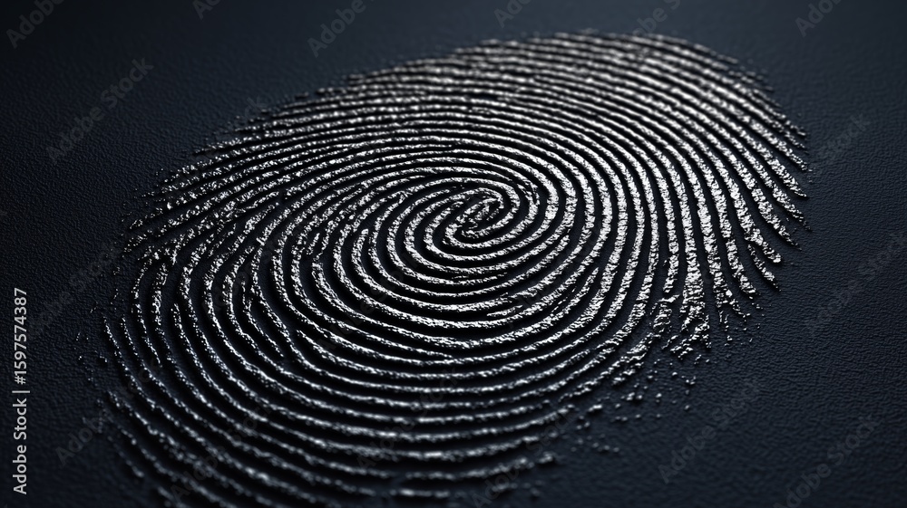 Poster exploring biometric technology through fingerprint recognition for enhanced security measures and id