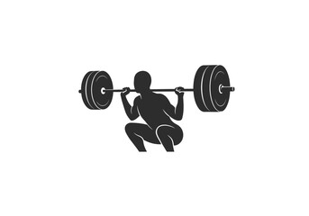 Silhouette of a person performing a squat with a barbell across their upper back