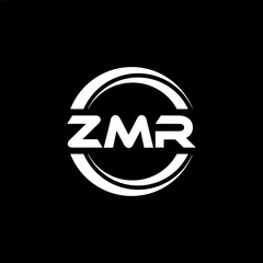 ZMR letter logo design with black background in illustrator, vector logo modern alphabet font overlap style. calligraphy designs for logo, Poster, Invitation, etc.