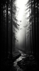 Naklejka premium Photography of deep forest monochrome outdoors woodland.