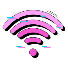 Illustration of a glitchy effect of a Wi-Fi symbol.
