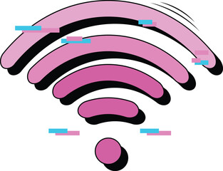 Illustration of a glitchy effect of a Wi-Fi symbol.
