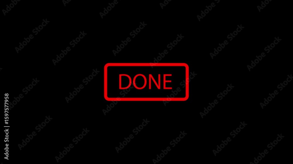 Poster red done button animation minimalist graphic user interface u i u x design element digital. red done