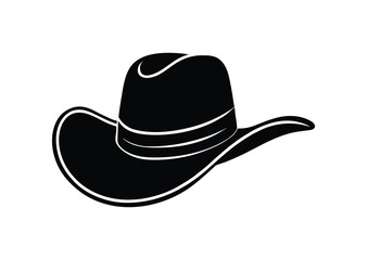 Cowboy hat silhouette black vector white background