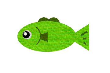 緑のかわいい魚　ファブリック調　 
