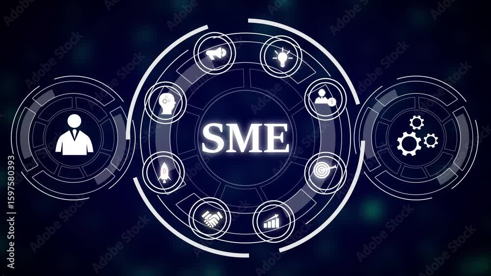 Poster abstract business technology h u d interface animation loop seamless motion graphics corporate. busi