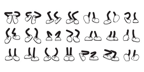 Fototapeta premium Vector art of various cartoon legs and feet in different poses isolated on white background
