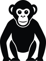 Chimpanzee Silhouette Vector Art Illustration