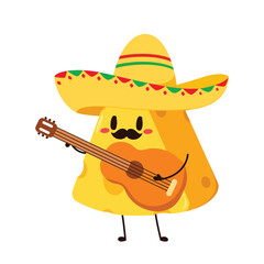 Cute happy cheese character. Funny food emoticon in flat style. Dairy emoji vector illustration.