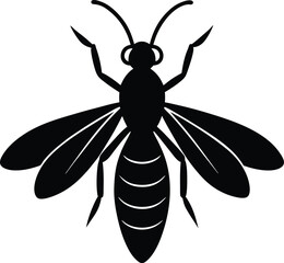 Cicada Killer Wasp Silhouette Vector Art Illustration