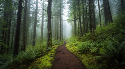 Fototapeta premium Misty forest path (9)