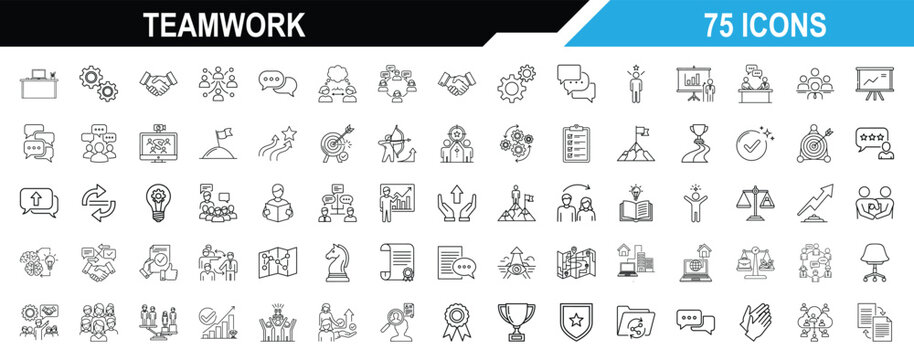Teamwork 75 Line Art Icon set