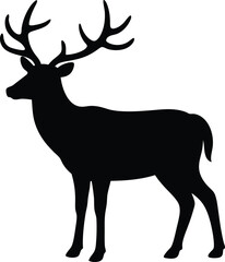 Elk Silhouette Vector Art Illustration
